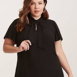 Torrid Tie-neck Blouse with Ruffle Sleeves